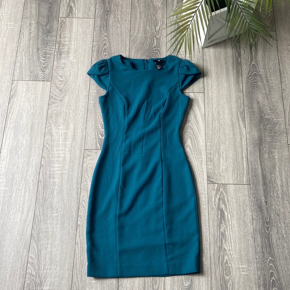 Pleated Turquoise Dress